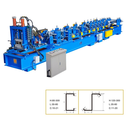 C 6m / Min Z Purlin Roll Forming Machine, Steel Channel Quick Change Cold Forming Machine