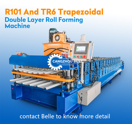 Double Layer Roofing Sheet Two In One Roll Forming Machine Untuk Bahan Logam