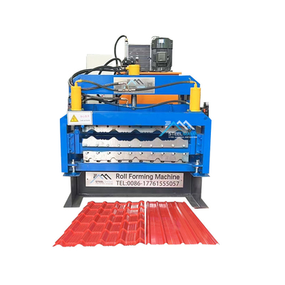 Daya hidrolik 5.5kw Warna Atap Lapisan Ganda IBR Corrugated Tile Roll Forming Machine