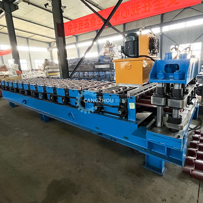 PLC Control Color Profile Roof Tile Roll Forming Machine Rusia Gear Box Transmission