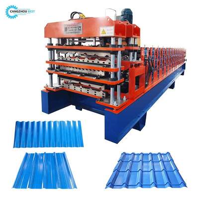 Mesin roll forming ubin baja warna tiga lapis yang hemat ruang