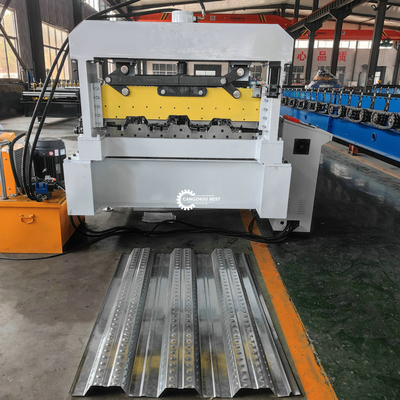 YX1000 0.3-1.2mm lantai dek baja Profil Roll Forming Machine 380VAC Untuk pasar Turki