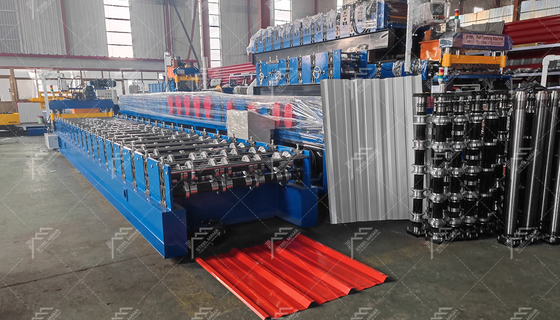 3T Hydraulic Cutting Roofing Sheet Roll Forming Machine dengan sistem kontrol PLC