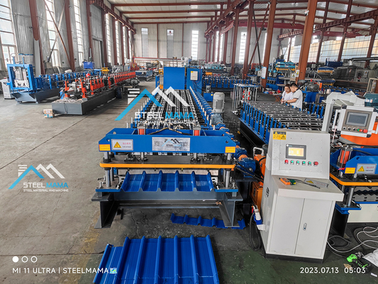45# Steel Roller Hydraulic Cutting Roofing Sheet Roll Forming Machine Dengan 5.5Kw