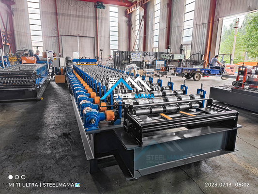 45# Steel Roller Hydraulic Cutting Roofing Sheet Roll Forming Machine Dengan 5.5Kw