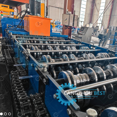 Hydraulic Cutting Heavy Duty Decking Sheet Floor Roll Forming Making Machine Mesin untuk membuat lembaran lantai