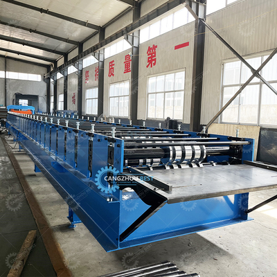 Baja Galvanis Kekuatan Besar 8-25m/mnt Mesin Roll Forming Dek Logam
