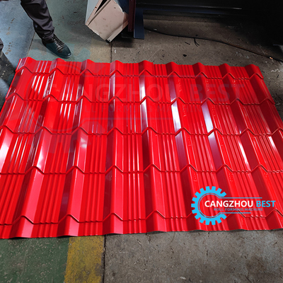 Color Trapezoidal IBR Steel Roof Roll Membentuk Mesin Pemotong Hidrolik