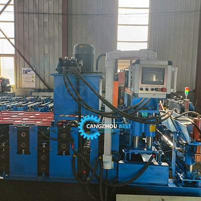 Color Trapezoidal IBR Steel Roof Roll Membentuk Mesin Pemotong Hidrolik