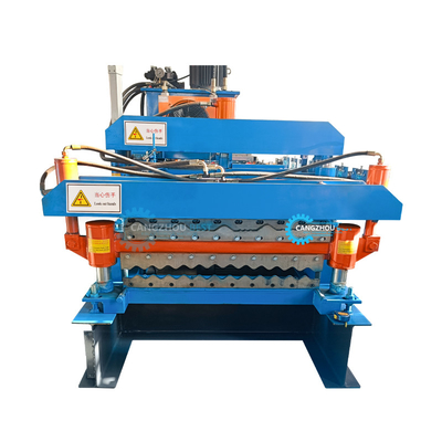 Color Trapezoidal IBR Steel Roof Roll Membentuk Mesin Pemotong Hidrolik