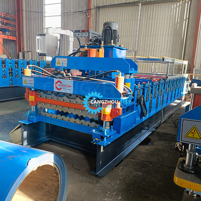 Color Trapezoidal IBR Steel Roof Roll Membentuk Mesin Pemotong Hidrolik