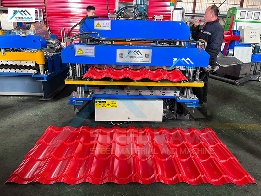 PLC dikendalikan Double Profile Roofing Sheet Roll Forming Machine untuk produksi