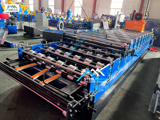 PLC dikendalikan Double Profile Roofing Sheet Roll Forming Machine untuk produksi