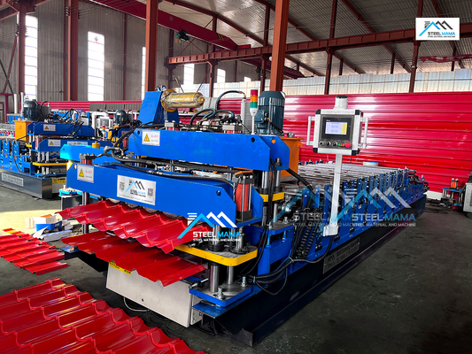 PLC dikendalikan Double Profile Roofing Sheet Roll Forming Machine untuk produksi
