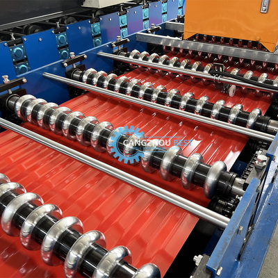 Mesin Roll Forming Lembar Atap Profil Bergelombang 3KW Listrik Berpenggerak Rantai PPGI