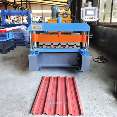 PLC kontrol hidrolik Metal Roofing Sheet Roll Forming Machine Untuk bahan bangunan