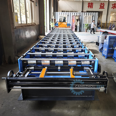 PLC kontrol hidrolik Metal Roofing Sheet Roll Forming Machine Untuk bahan bangunan