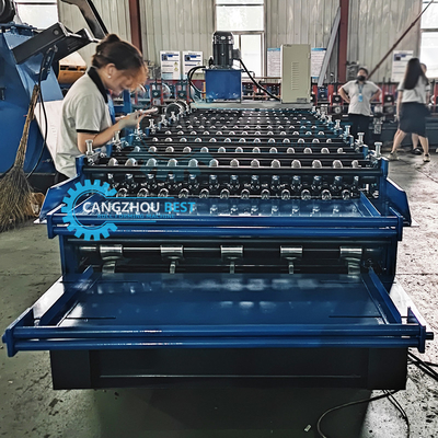 Rumah Bangunan Dua Lapisan Dua Profil Atap Lembar Roll Forming Machine