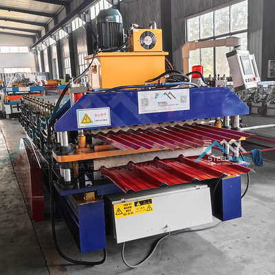 Mesin Membentuk Roll Atap Baja Lapisan Berlapis Berganda dengan 5.5 KW Daya dan 15-16 Stasiun