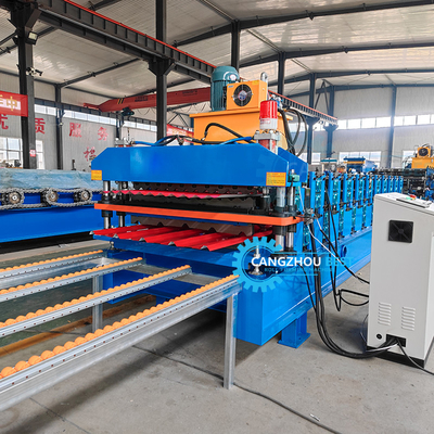 Lembar atap logam lapisan ganda dua profil dalam satu mesin roll membentuk 5.5 kW Daya