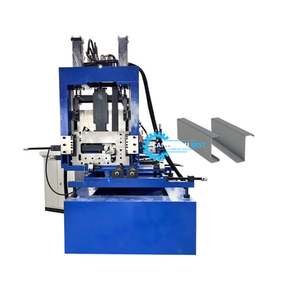 PLC Control C Z U Purlin Roll Forming Machine Pengeboran dan Pemotongan Hidraulik