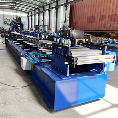 PLC Control C Z U Purlin Roll Forming Machine Pengeboran dan Pemotongan Hidraulik