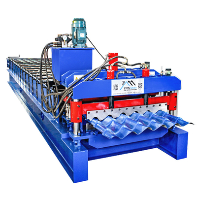 3.5T Metal Roof Tile Roll Forming Machine Dengan 9-11 Baris Roller Cr12 Pisau Pemotong