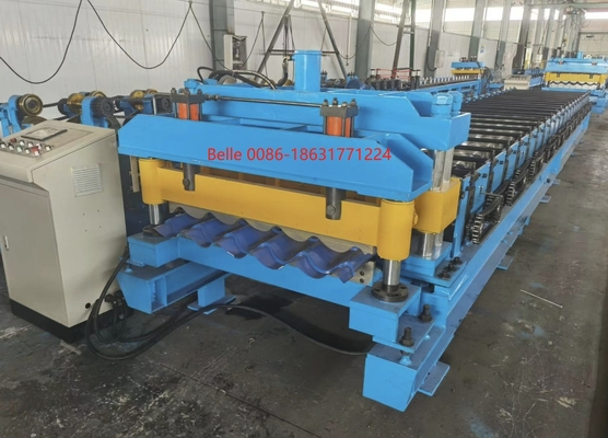 3.5T Metal Roof Tile Roll Forming Machine Dengan 9-11 Baris Roller Cr12 Pisau Pemotong
