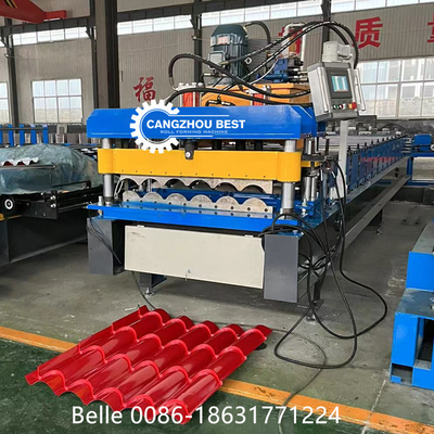 Transmisi Rantai 9-11 Baris Roof Tile Roll Forming Machine untuk atap baja 300H