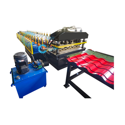 Hydraulic Cutting Trapezoid Step Tile Making Roll Forming Machine Mesin untuk membuat ubin