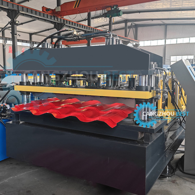 Hydraulic Cutting Trapezoid Step Tile Making Roll Forming Machine Mesin untuk membuat ubin