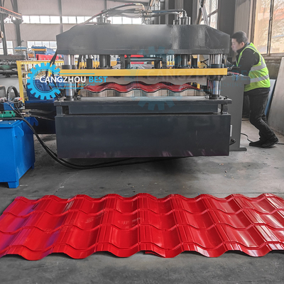 Rusia Desain Populer Galvanized Steel Roofing Tile Making Roll Forming Machine