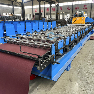 Panjang tahan genteng atap bangunan 22 Langkah Rollers Roof Tile Roll Forming Machine dengan Cr12 Blade