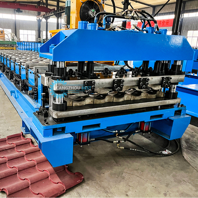 Panjang tahan genteng atap bangunan 22 Langkah Rollers Roof Tile Roll Forming Machine dengan Cr12 Blade
