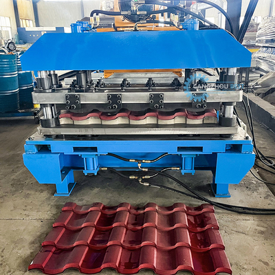 Panjang tahan genteng atap bangunan 22 Langkah Rollers Roof Tile Roll Forming Machine dengan Cr12 Blade