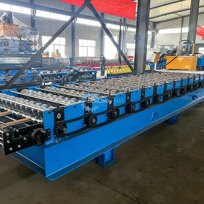 PLC Control Color Profile Roof Tile Roll Forming Machine Rusia Gear Box Transmission