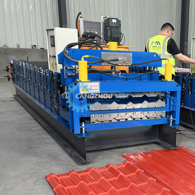Afrika Lapisan Atap Lembar Ganda Profil Warna Membuat Lapisan Atap Roll Forming Machine