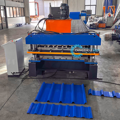 Double Lapisan Baja Corrugated&amp; Trapezadial Warna Baja Atap Lembar Roll Forming Mesin