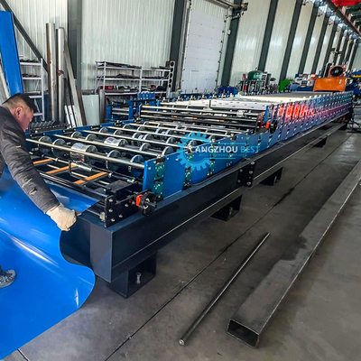 Double Lapisan Baja Corrugated&amp; Trapezadial Warna Baja Atap Lembar Roll Forming Mesin