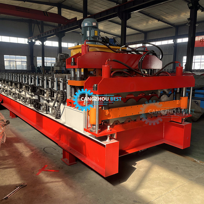 Lebar Kumparan Genteng 1220mm &amp;amp; Lembaran Atap Trapesium Mesin Roll Forming Atap Lapisan Ganda