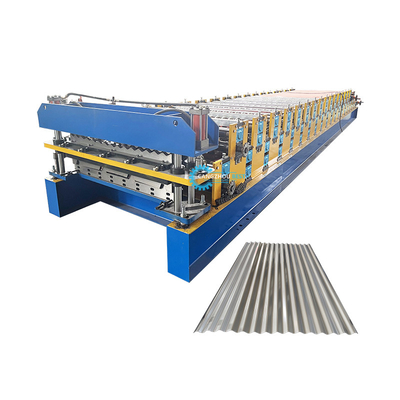 Steel Tile Delta PLC Control Double Layer Roll Forming Machine Untuk Ketebalan Bahan 0,25-0,6mm