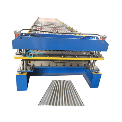 Steel Tile Delta PLC Control Double Layer Roll Forming Machine Untuk Ketebalan Bahan 0,25-0,6mm