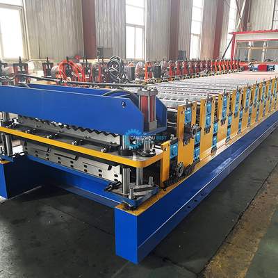 Steel Tile Delta PLC Control Double Layer Roll Forming Machine Untuk Ketebalan Bahan 0,25-0,6mm