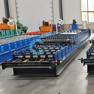 Hydraulic Cutting 45 Steel Roller Roofing Sheet Machine Kebisingan rendah