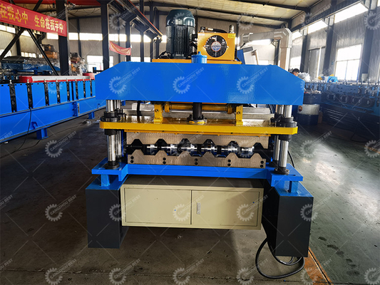 Mesin Membentuk Roofing Sheet Roll yang dapat disesuaikan 8-15m/Min Kecepatan Hydraulic Pemotongan Setiap Panjang Pemotongan Untuk Bisnis