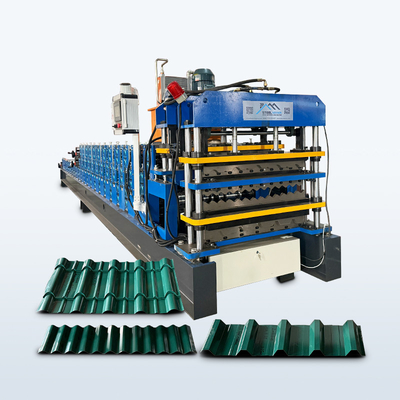 0.25-0.6mm Ketebalan Tiga Lapisan Roll Forming Mesin 5.5Kw Daya Motor Utama