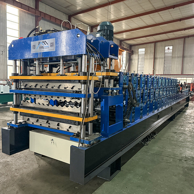 Delta Inverter Tiga Lapisan Roofing Steel Profile Roll Forming Machine Untuk Ketebalan Material 0,25-0,6mm