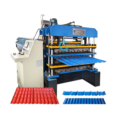 Atap ubin bergelombang IBR Tiga Profil Dalam Satu Warna Steel Roofing Sheet Roll Forming Machine