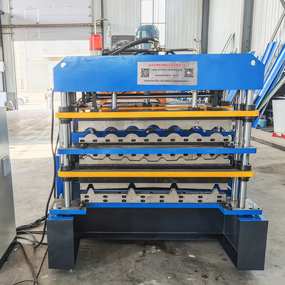 Atap ubin bergelombang IBR Tiga Profil Dalam Satu Warna Steel Roofing Sheet Roll Forming Machine