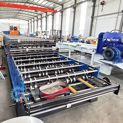 Atap ubin bergelombang IBR Tiga Profil Dalam Satu Warna Steel Roofing Sheet Roll Forming Machine